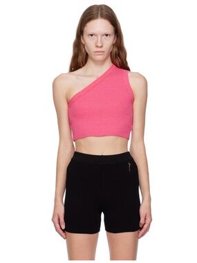 Jacquemus Pink One Shoulder Knit Top La Maille Ascu Size 34 XS NWT